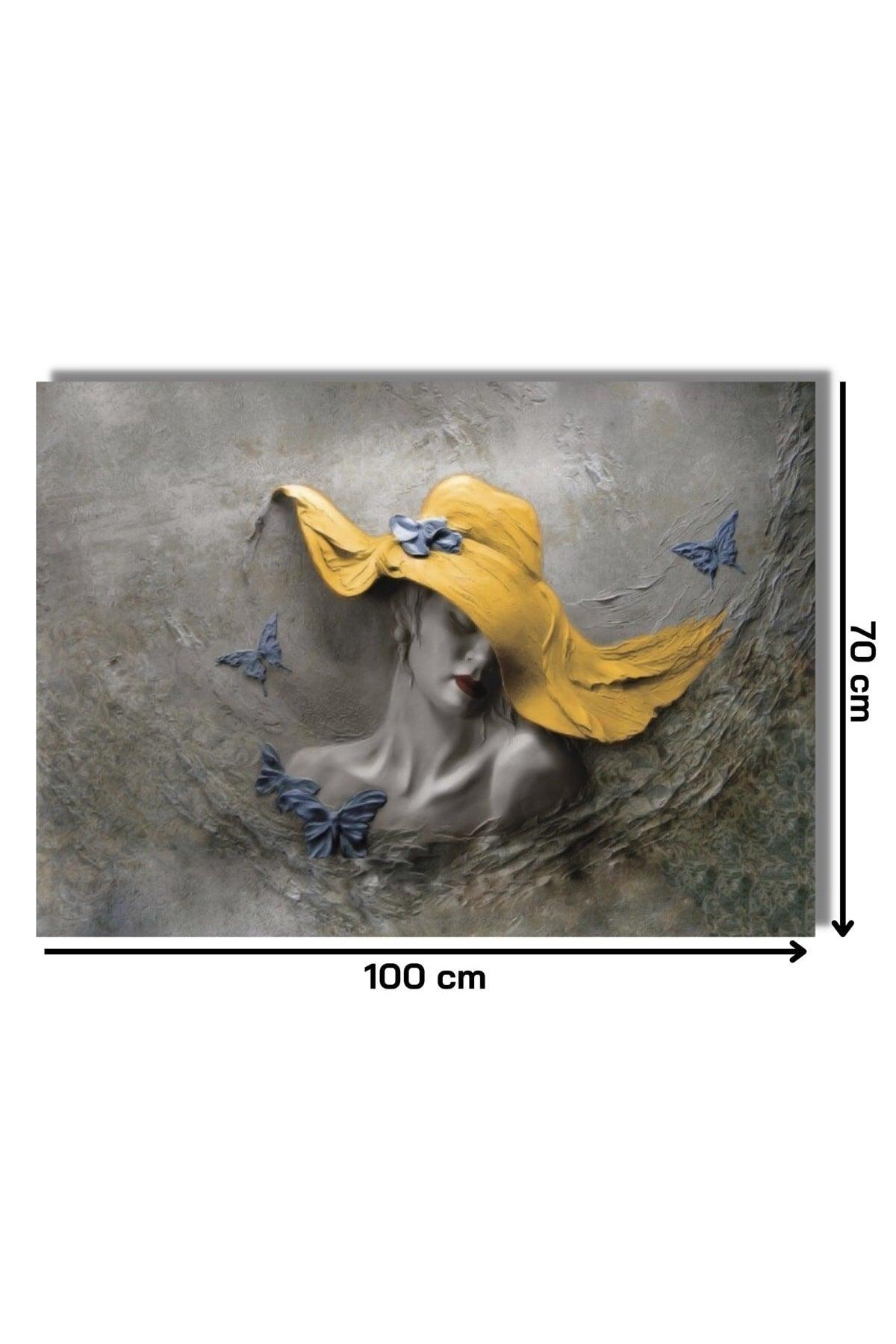 Woman in Yellow Hat 70x100cm Canvas Painting Wall Decor For Living Room Living Bedroom Office Entrance - Swordslife