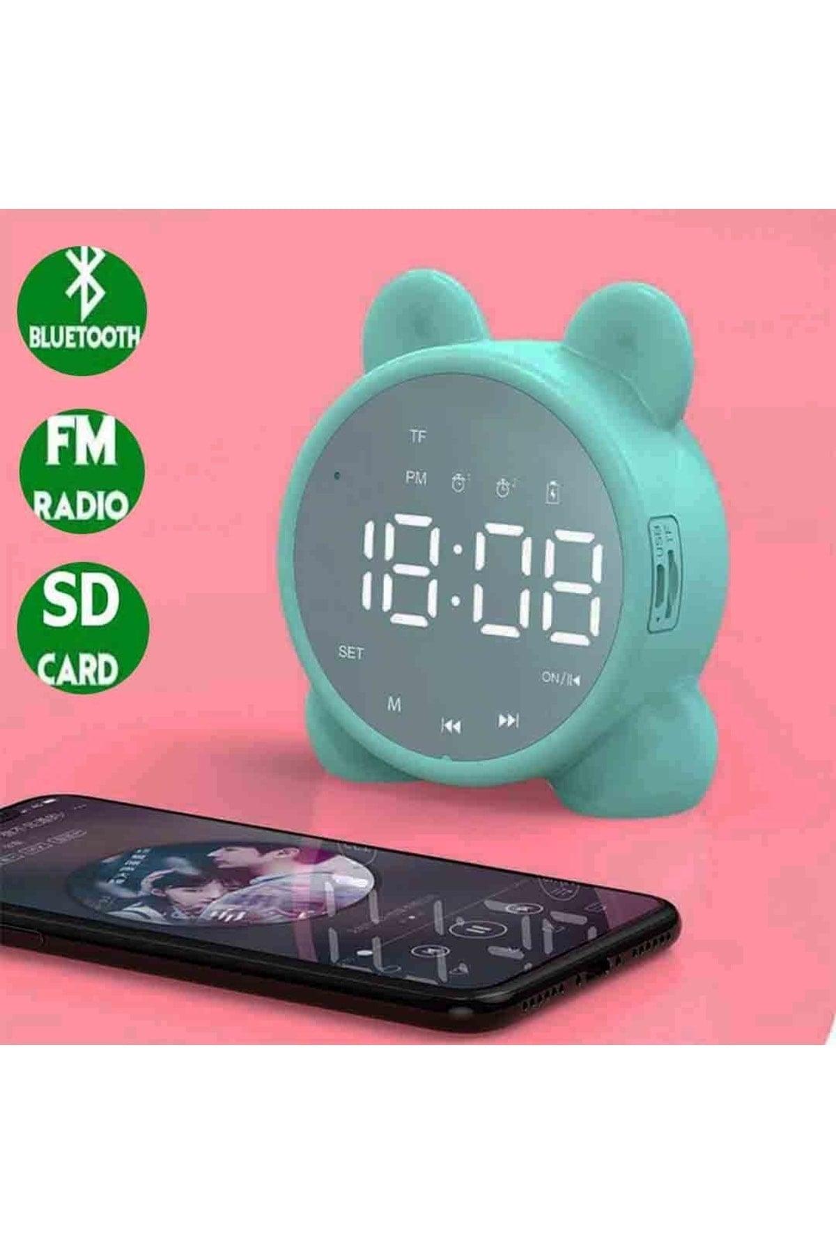 Rechargeable Bluetooth Speaker Fm Radio Sd Card Alarm Clock Digital Mirror Desk Clock - Swordslife