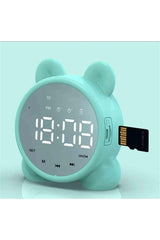 Rechargeable Bluetooth Speaker Fm Radio Sd Card Alarm Clock Digital Mirror Desk Clock - Swordslife