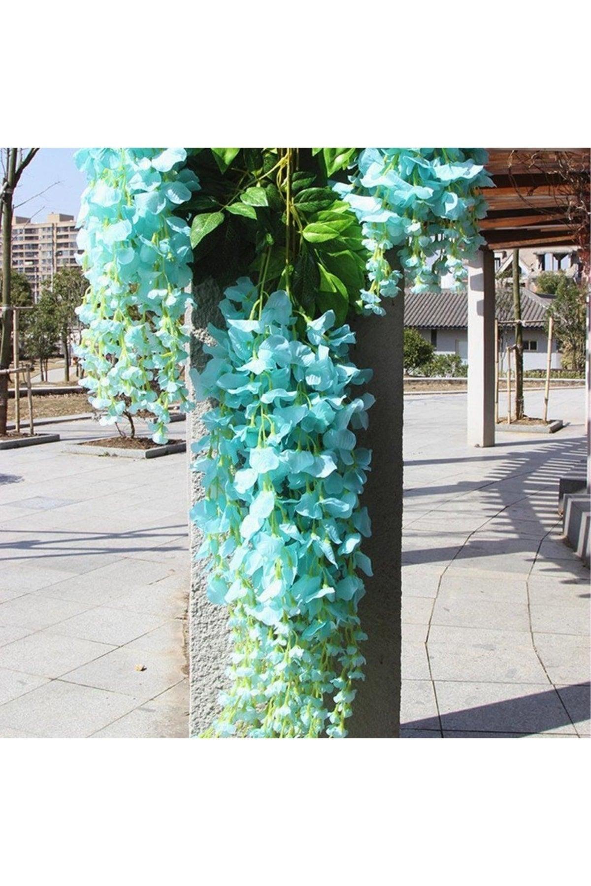 Dangling Artificial Flower Acacia Blue 80 Cm 12 Pieces Vineyard With 3 Dangling Branches - Swordslife