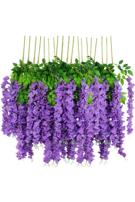 Suspended Artificial Flower Acacia Purple Dark 80 Cm 12 Vineyards With 3 Overhanging Branches - Swordslife