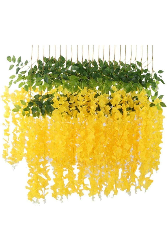 Dangling Artificial Flower Acacia Yellow Color 80 Cm 12 Pieces Vineyard With 3 Dangling Branches - Swordslife