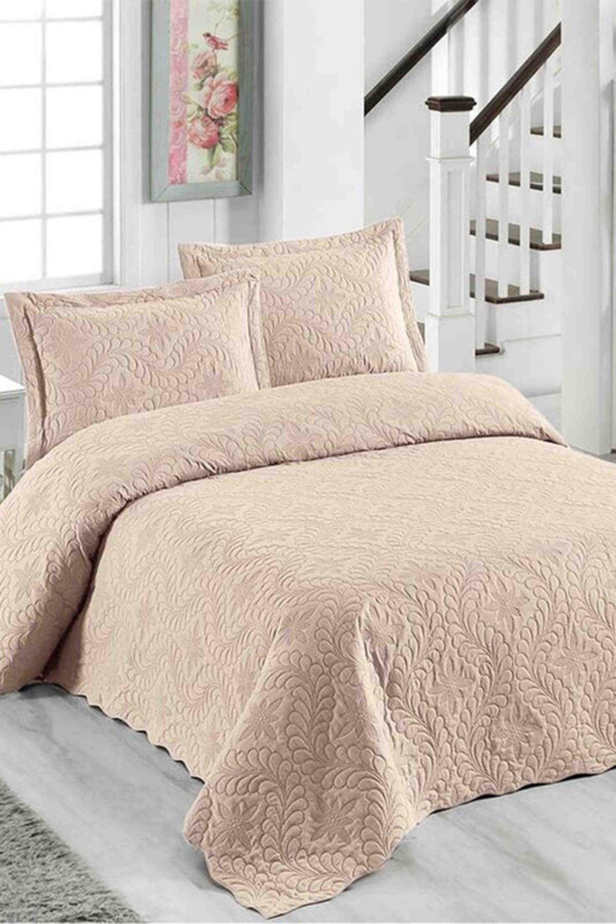 Ivy Single Solid Color Bedspread - Beige - Swordslife