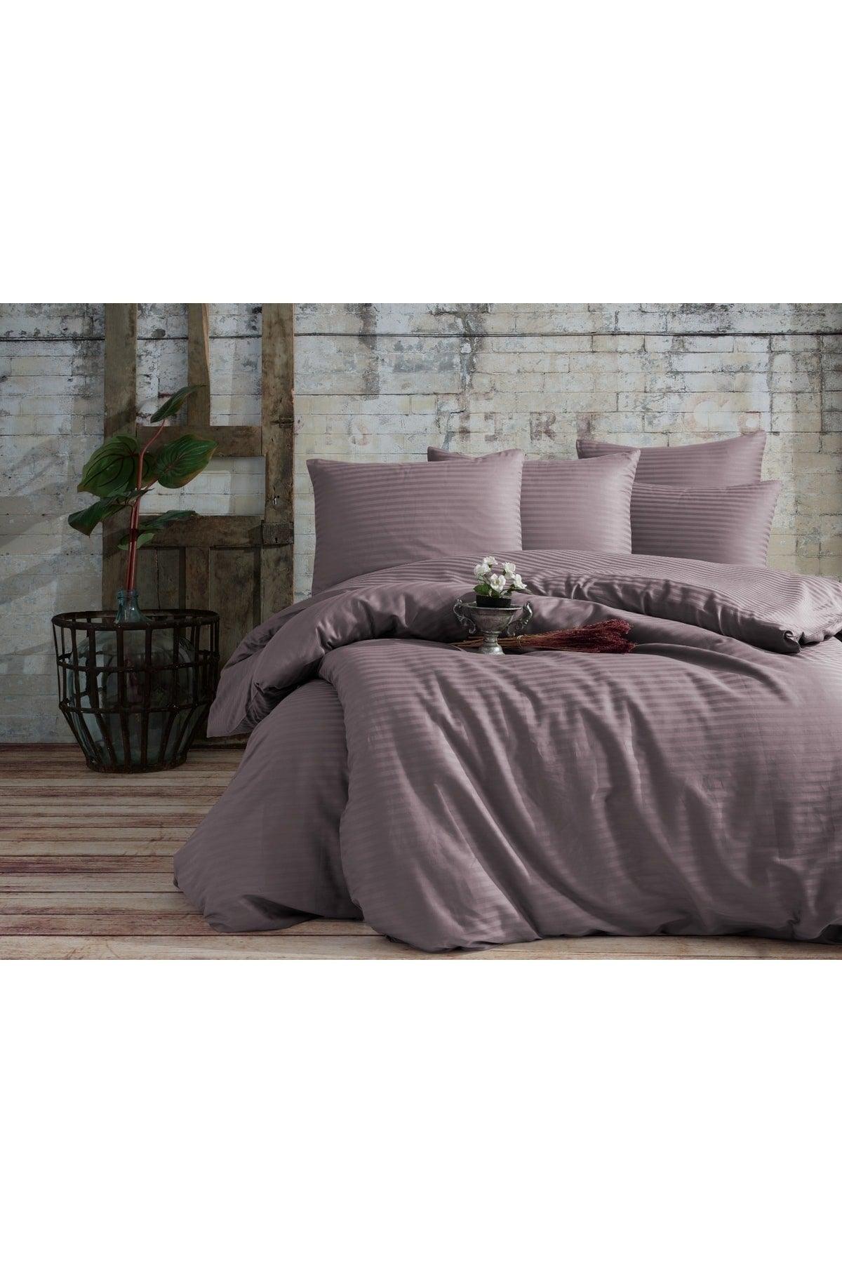 Satin Double Duvet Cover Set-Plum