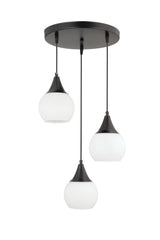 Sante 3-Piece Black and White Glass Modern Pendant Lamp