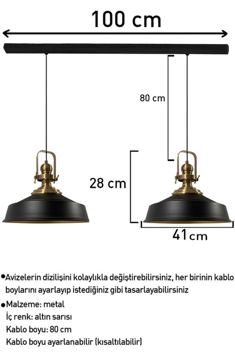 Schwarzes Asaletli Twin Chandeler Titel Retro Sarkıt Lamp Küche Salon Cafe Kronleuchter - Swordslife