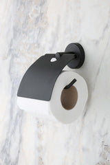 Black Wide Lid Toilet Roll Holder Wc