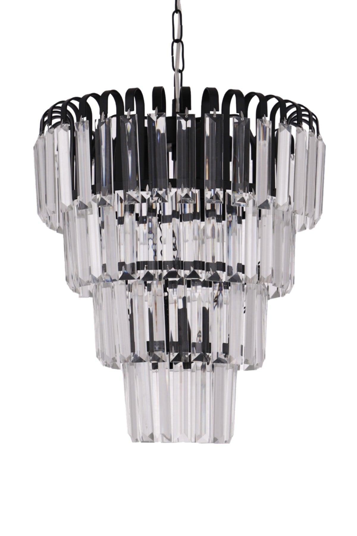 Waterfall 35 Lux 4 Tier Black Suspended Chandelier - Çakır Chandelier - Swordslife