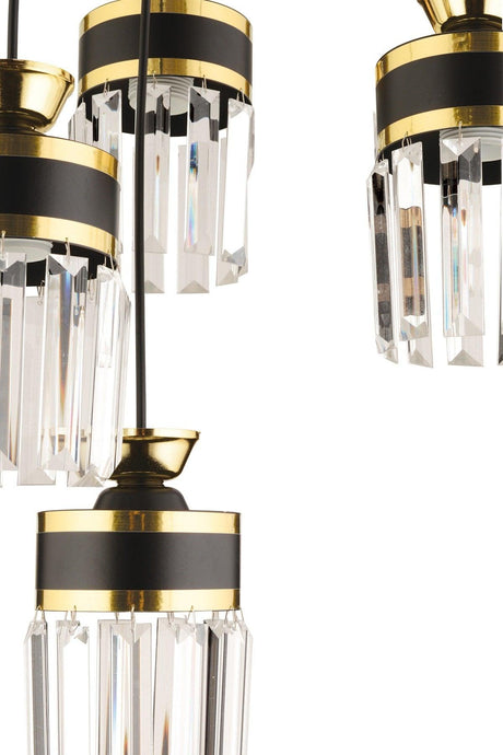 September 4 Pendant Lamp Crystal Stone Black Yellow Gilded Modern Luxury Chandelier - Swordslife