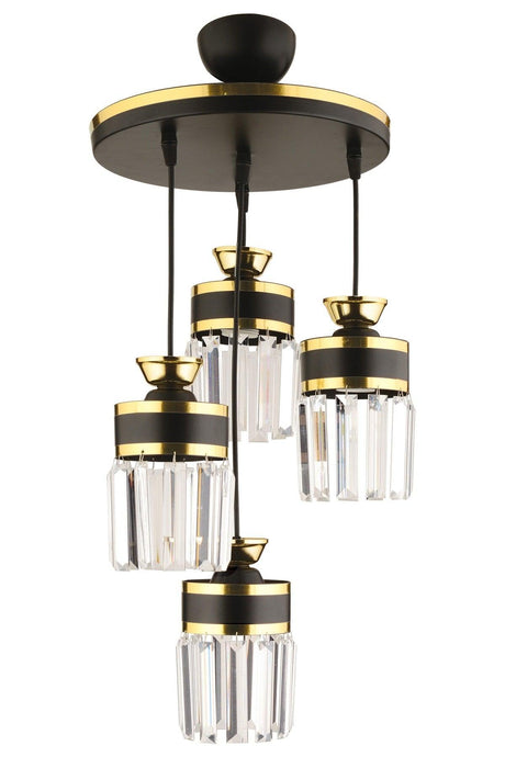 September 4 Pendant Lamp Crystal Stone Black Yellow Gilded Modern Luxury Chandelier - Swordslife