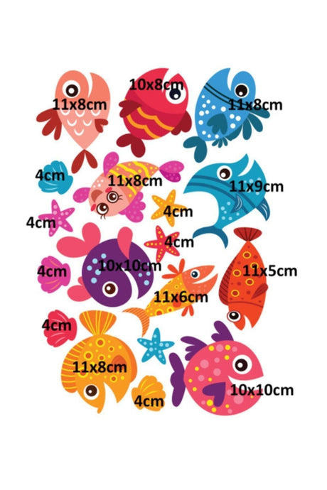 Cute Fishes 18 Pieces Shower Cabin Bathtub Bathroom Sticker - Swordslife