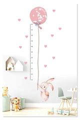 Cute Balloon Pink Rabbit Height Meter Decorative Kids Room Wall Sticker Mural Ornament - Swordslife