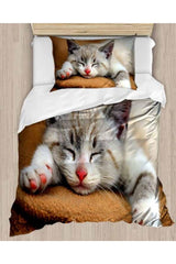 Cute Cat 3d Patterned Single Duvet Cover Set - Swordslife