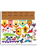 Cute Bird Houses Boy Chart Kids Room Sticker - Swordslife