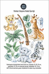 Cute Safari Animals Kids Room Wall Sticker Set - Swordslife