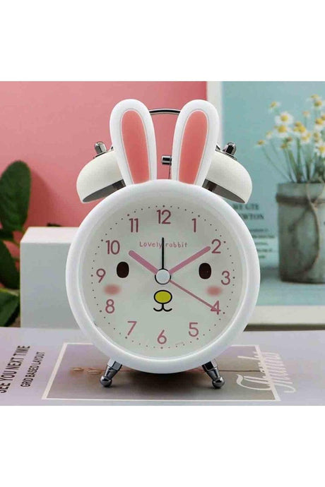 Cute Rabbit Ears Flowing Seconds Double Bell Alarm Clock Desk Clock - Swordslife