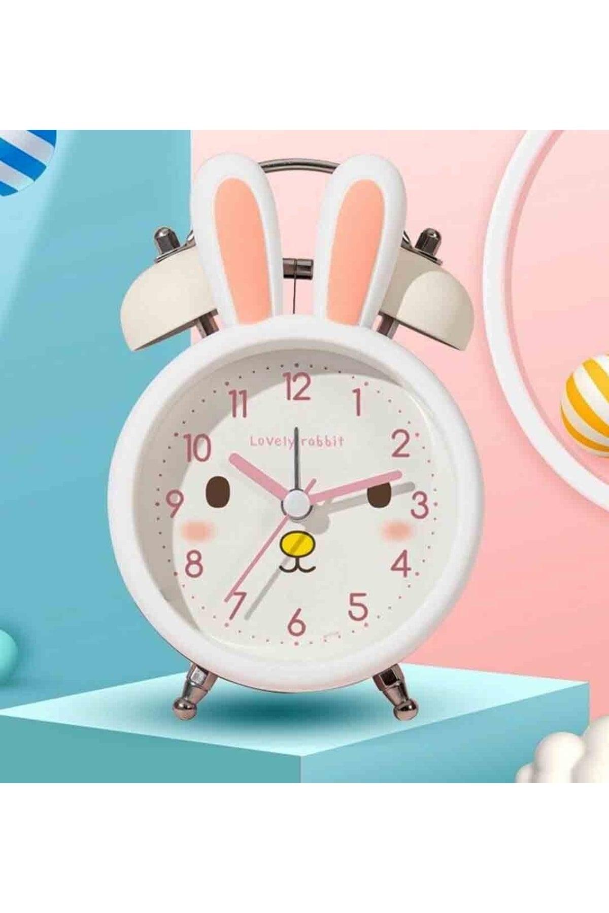 Cute Rabbit Ears Flowing Seconds Double Bell Alarm Clock Desk Clock - Swordslife