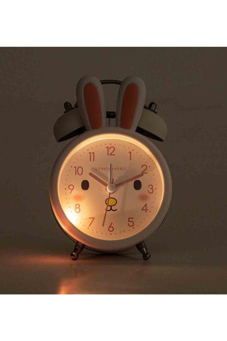 Cute Rabbit Ears Flowing Seconds Double Bell Alarm Clock Desk Clock - Swordslife