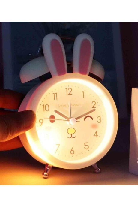 Cute Rabbit Ears Flowing Seconds Double Bell Alarm Clock Desk Clock - Swordslife