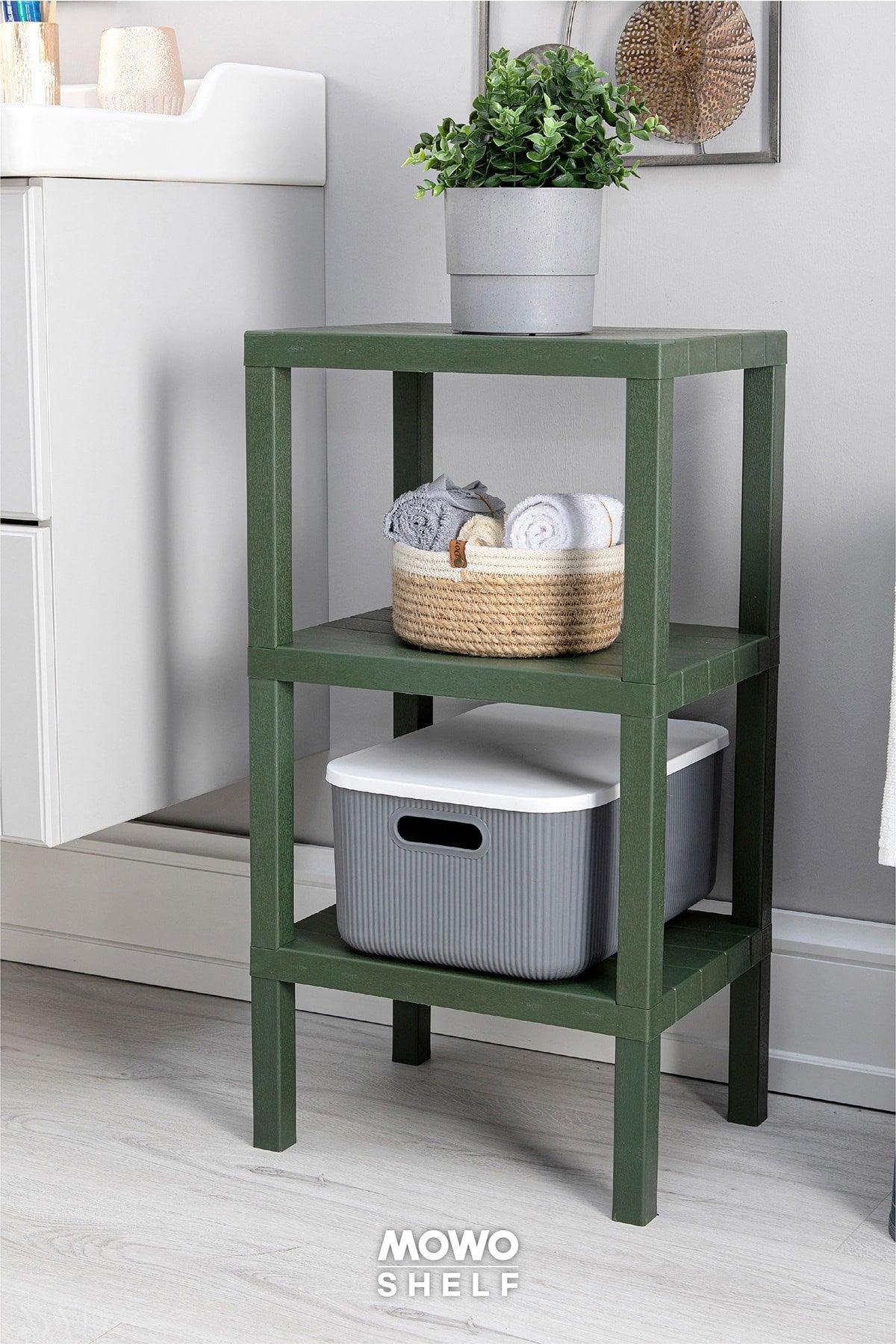 Shelf 3-Tier Organizer Plastic Shelf Unit Green, Bookshelf, Bathroom, Kitchen Shelf. Shoe cabinet - Swordslife