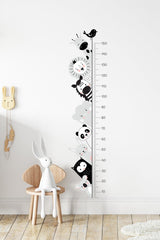 - Sim112 - Black White Animals Height Gauge Wall Sticker Black - Swordslife