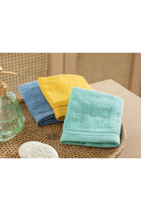 Simple Cotton 3 Pcs Hand Towel 30x30 Cm Ablue-green-yellow - Swordslife