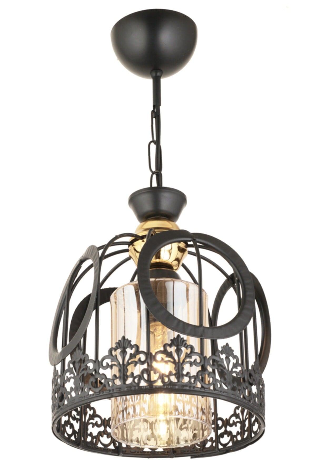 Single Lace Black Modern Downward Facing Chandelier - Swordslife