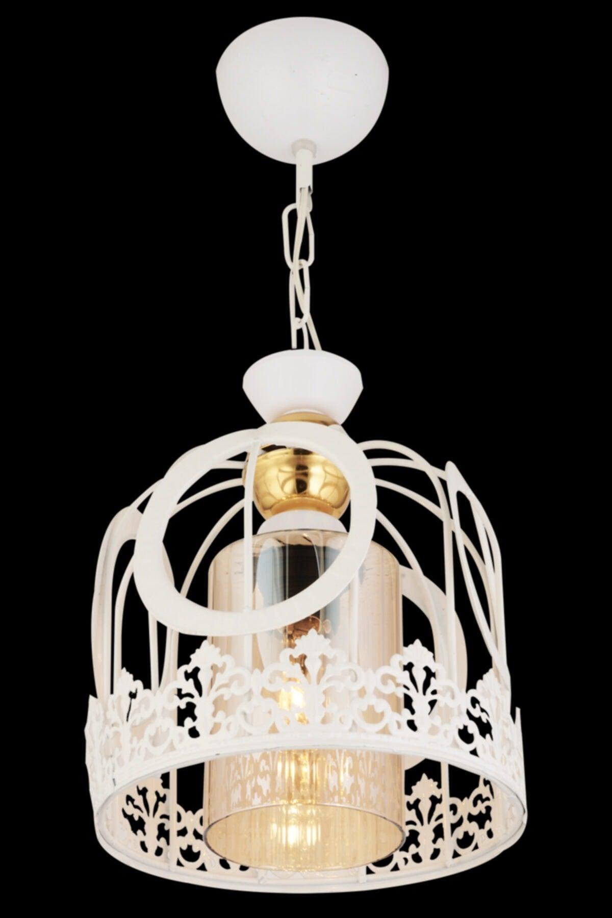 Single Lace White Modern Downward Facing Chandelier - Swordslife