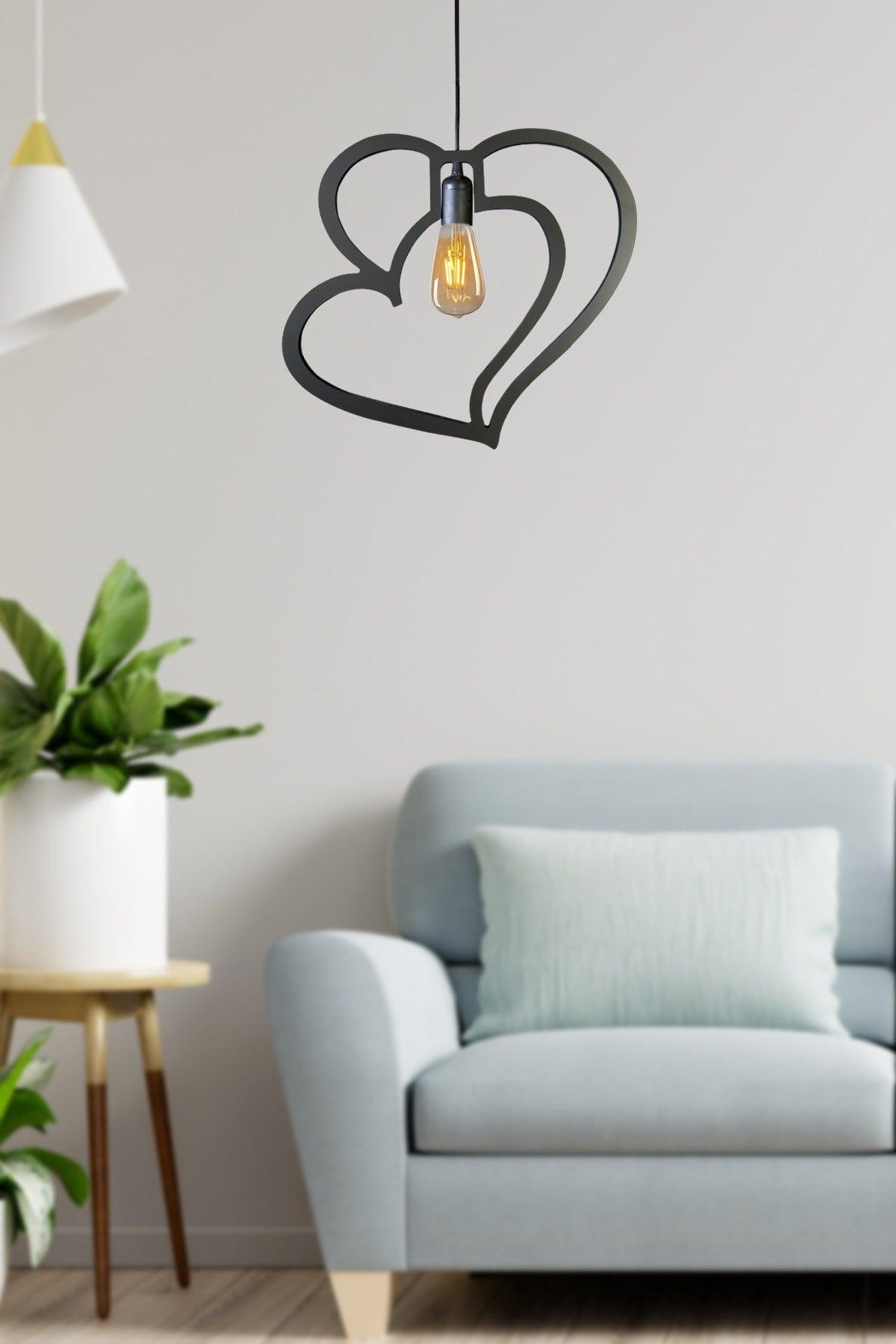 Single Modern Heart Chandelier Pendant Lamp Modern Rustic Decorative Retro Lamp - Swordslife