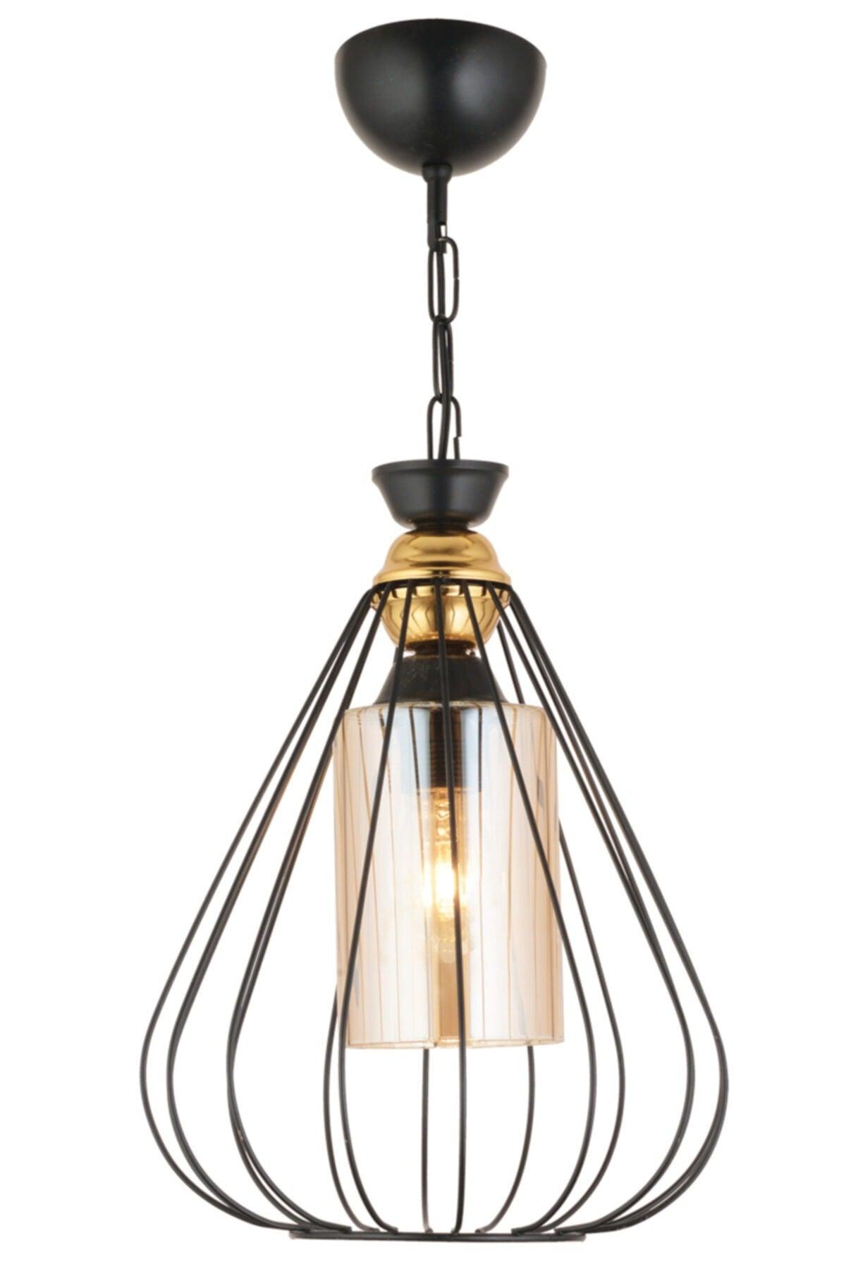 Single Tulip Black Modern Downward Facing Chandelier - Swordslife