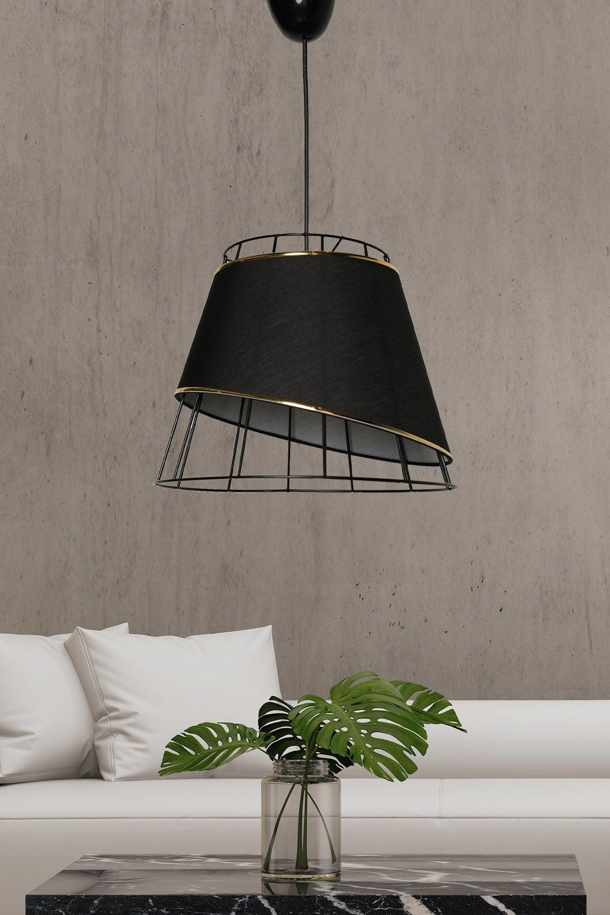 Sione Single Pendant Lamp Black Gold Mdrn-45 - Swordslife