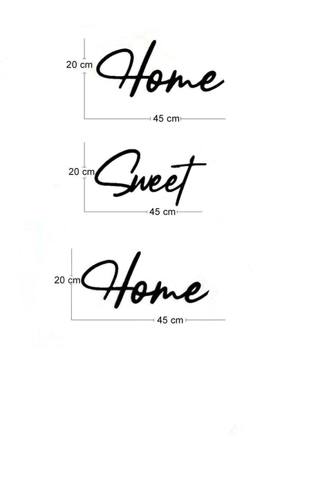 Black Wood Home Sweet Home Graffiti Decor - Door Ornament Hallway For Home Laser Cut 75x45cm Painting - Swordslife