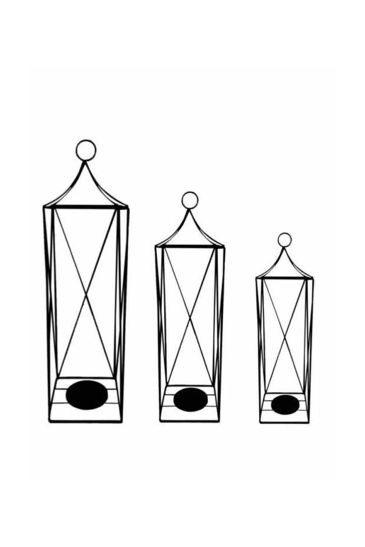 Black Decorative Set of 3 Wrought Iron Cage Lantern Candle Holder - Swordslife