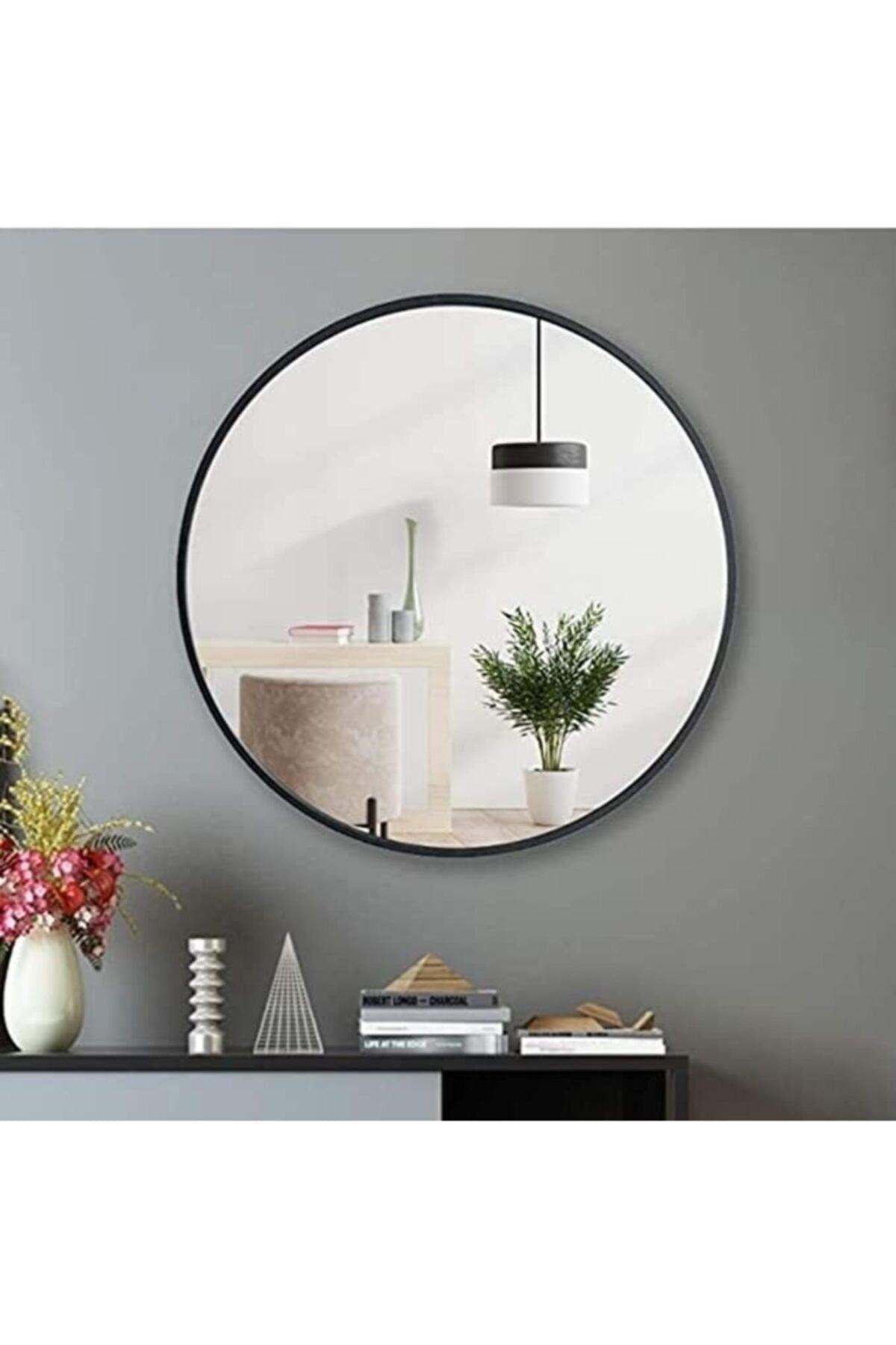 Black Metal Framed 70 Cm Round Mirror - Swordslife