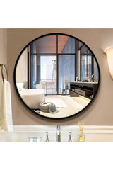 Black Metal Framed 80 Cm Round Mirror - Swordslife