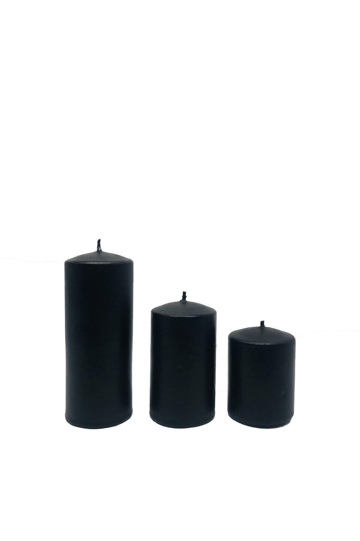 Black Colored Powder Scented 3 Cylinder Candles - Swordslife