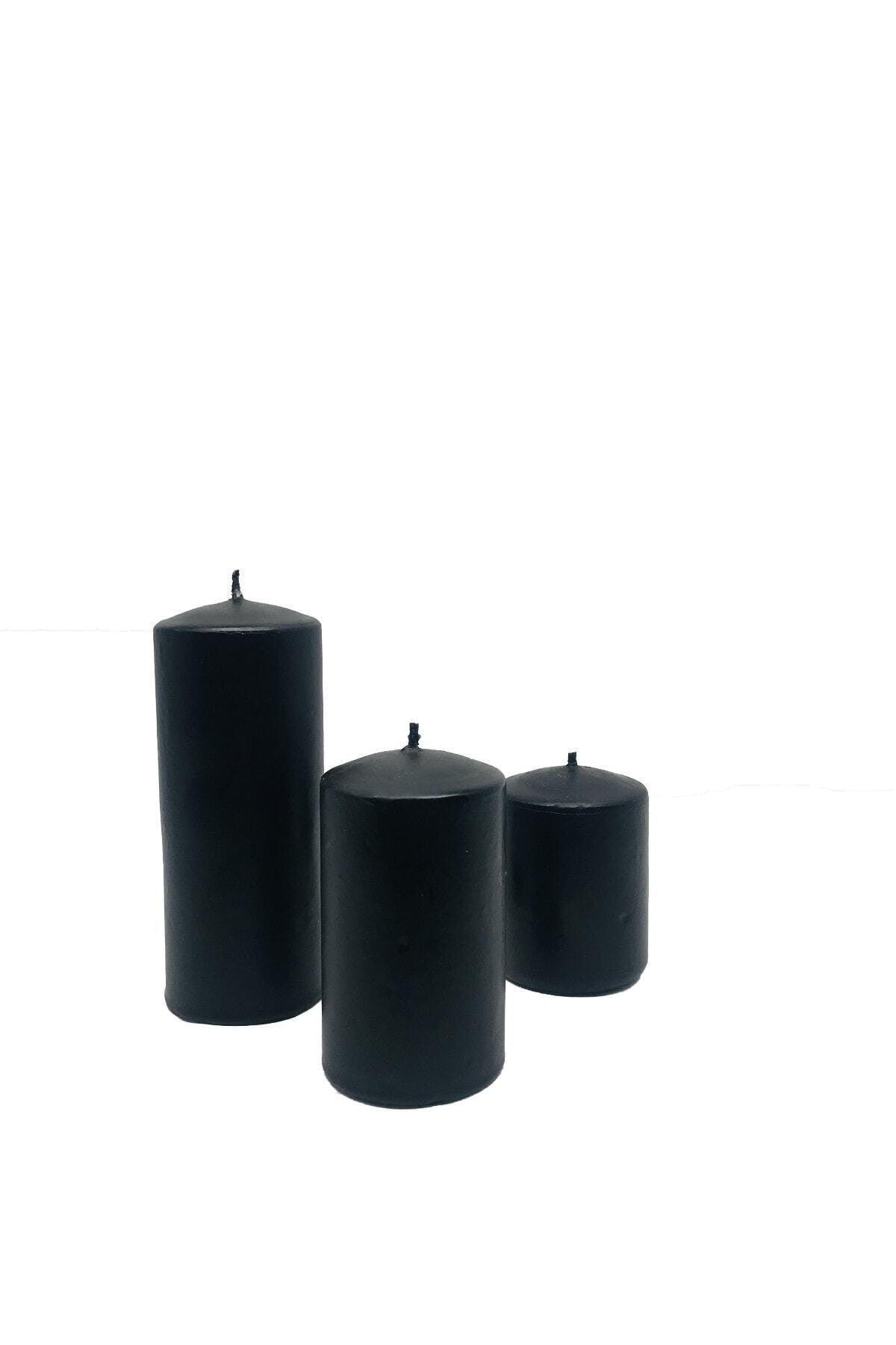 Black Colored Powder Scented 3 Cylinder Candles - Swordslife