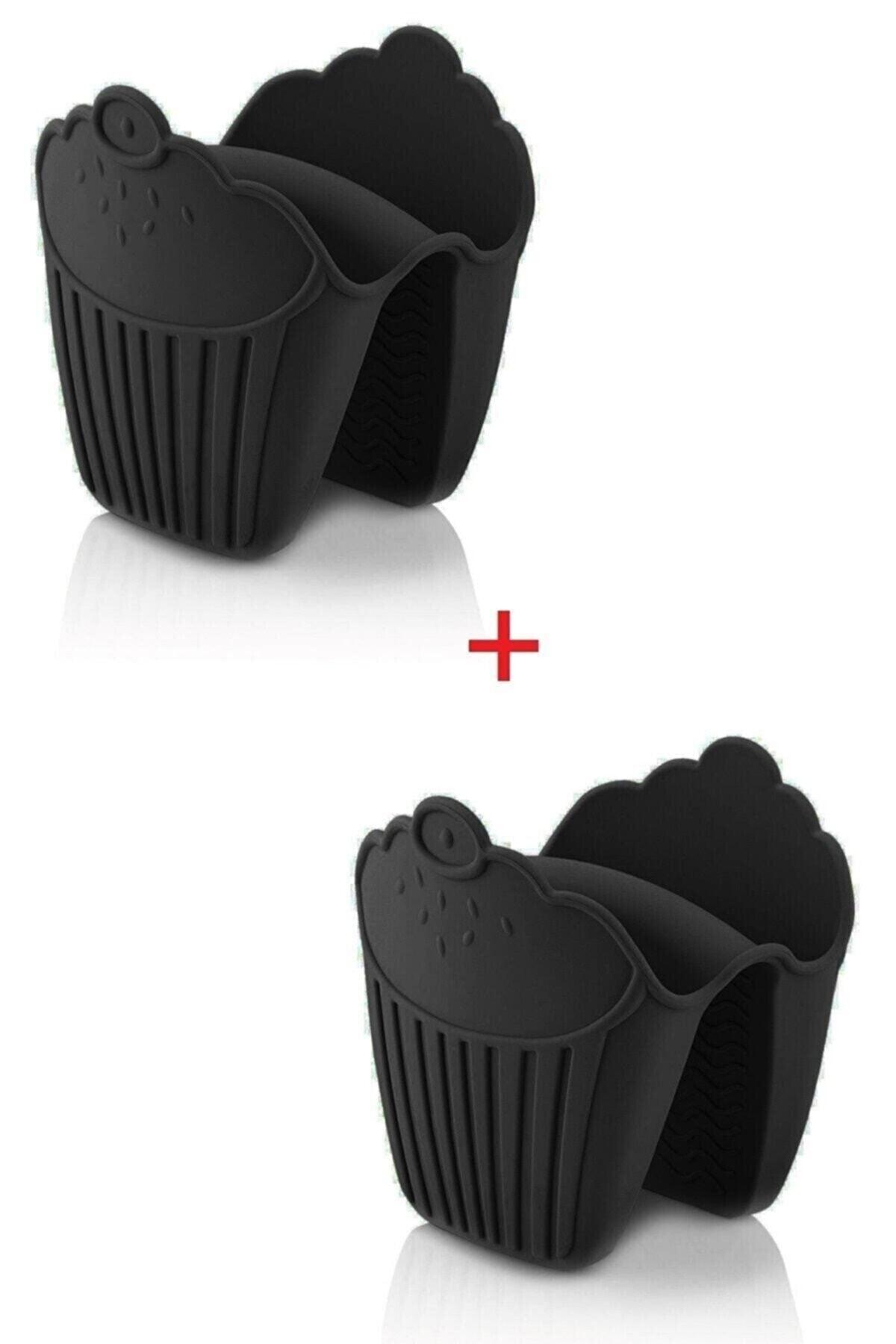 Black Silicone Oven Glove Holder Heat Insulated Non-Slip Microwave Oven Pot Holder 2 Pcs Black - Swordslife