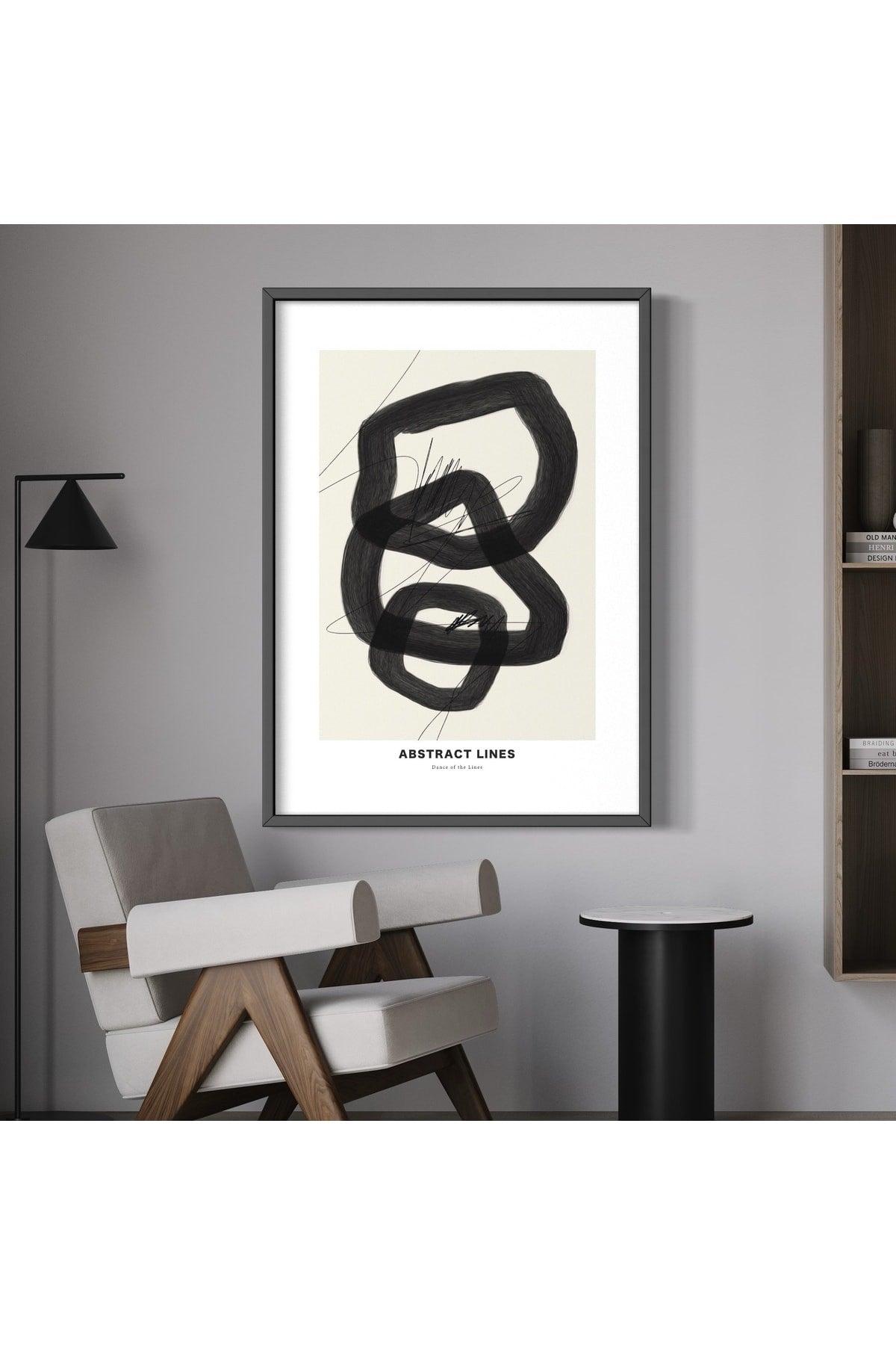 Black Abstract Lines Set of 2 Unframed Posters, Modern Painting Poster, Wall Decoration - Swordslife