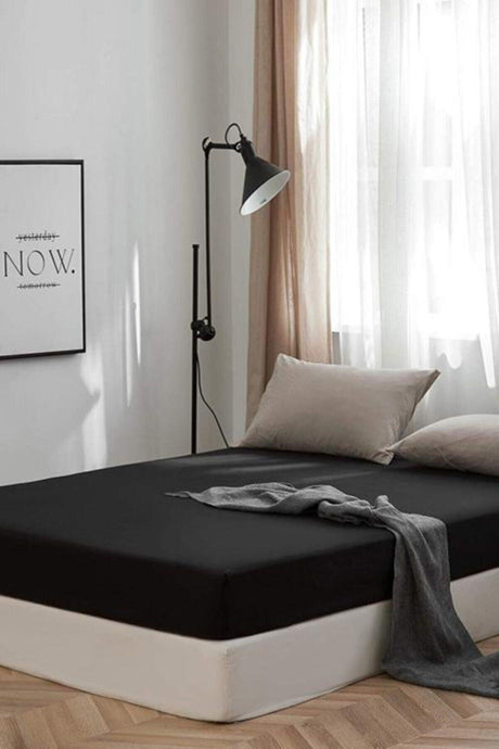 Black Single Elastic Ranfors Bed Sheet - Swordslife