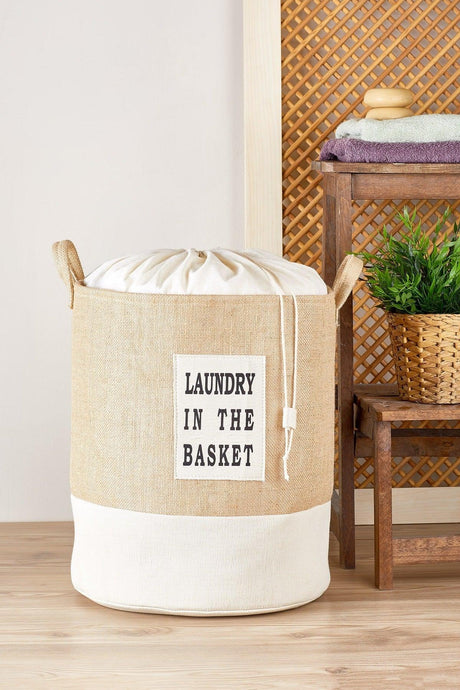 Ribbon Base Cylinder Jute Laundry Basket - Swordslife