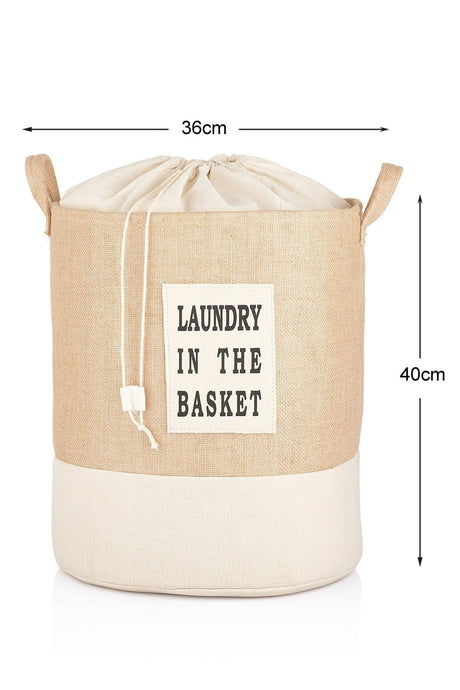 Ribbon Base Cylinder Jute Laundry Basket - Swordslife