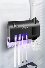 Smart Toothpaste Squeezer And Uv Sterilizer Brush Holder - Black - Swordslife