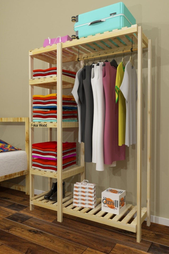 Solo - Open Wooden Handmade Clothes Cabinet - Swordslife