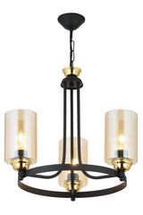 Space Triple Black Cylinder Glass Luxury Upward Facing Chandelier - Swordslife