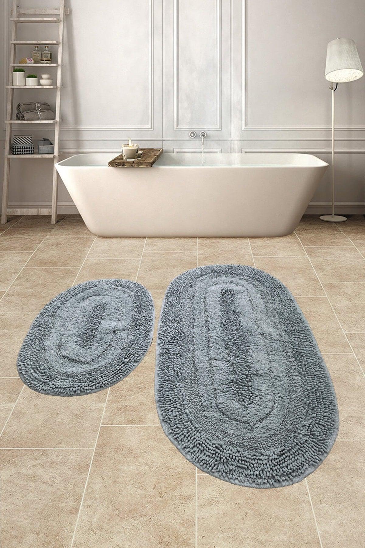 Spaghetti Oval Gray 2 Pcs 100% Cotton Bath