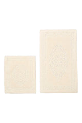 Spercial Cotton 2 Pieces Cotton Bath Mat Set Ottoman Pattern Cream - Swordslife