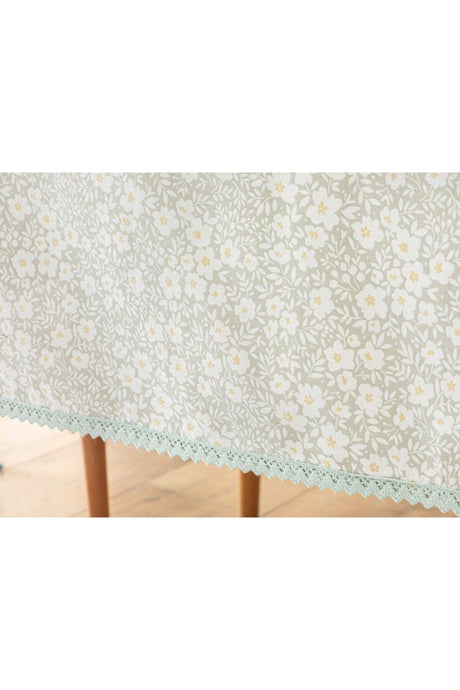 Sprinkle Flowers Polycotton Lacy Table Cloth 150x220 Cm Green - Swordslife