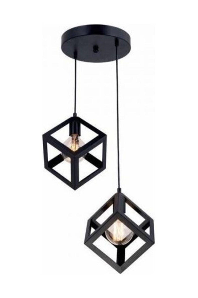 Square Geometric 2 Cube Suspension Lamp Galata Model - Swordslife