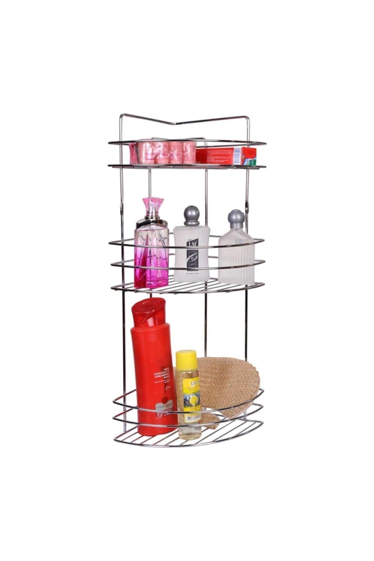 Stainless Chrome 3-Tier Bathroom Corner Shampoo Corner Shelf Tk-03 - Swordslife